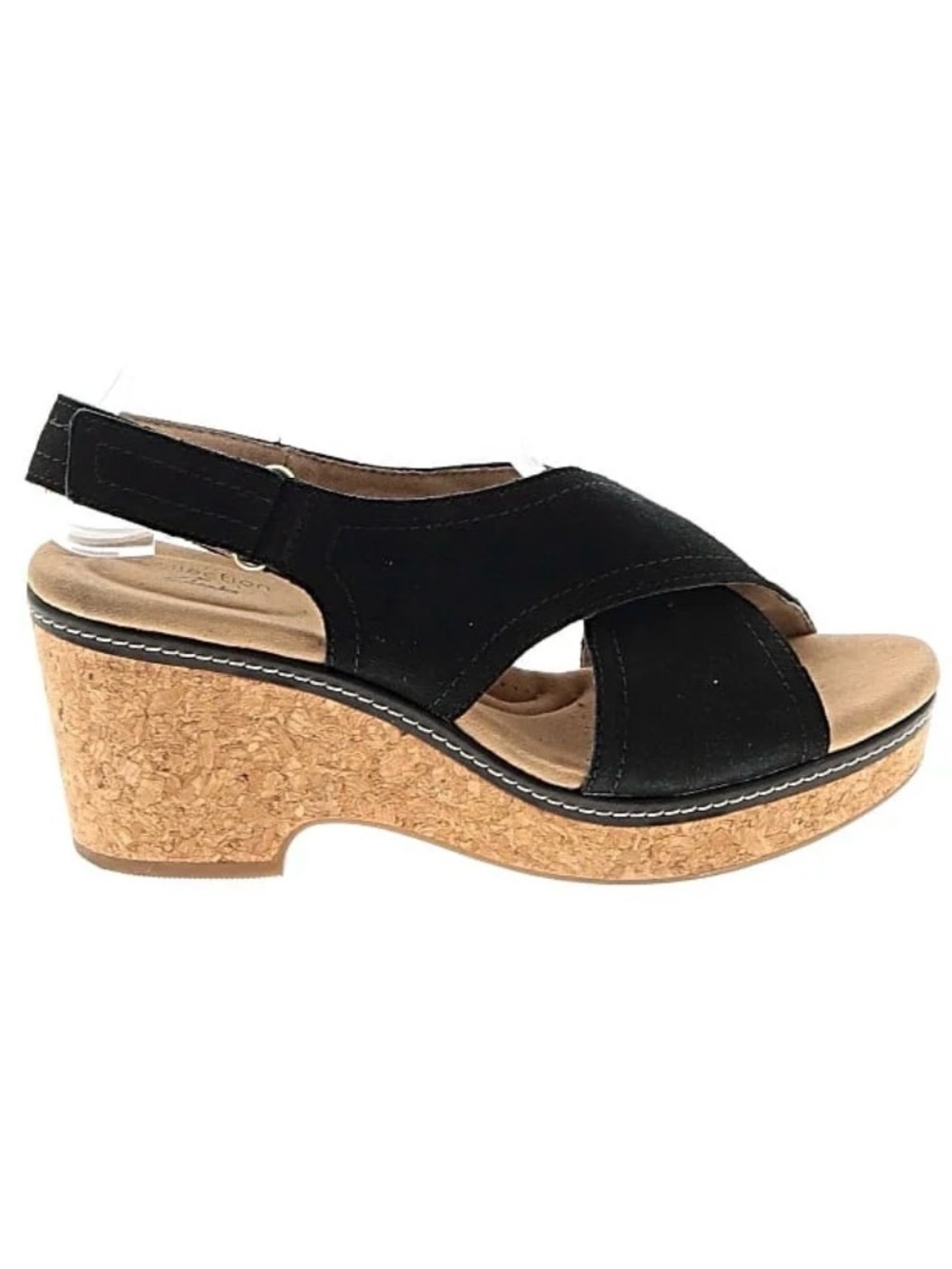 Clarks Black Suede Wedge Sandal